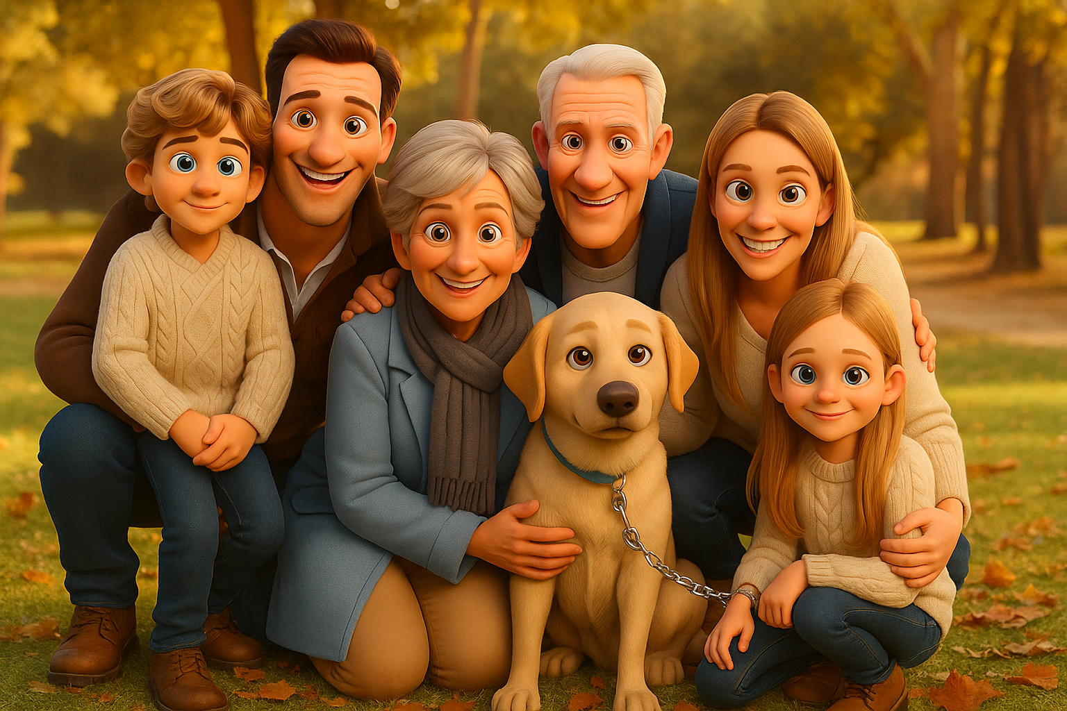 Cartoon elder family transformation